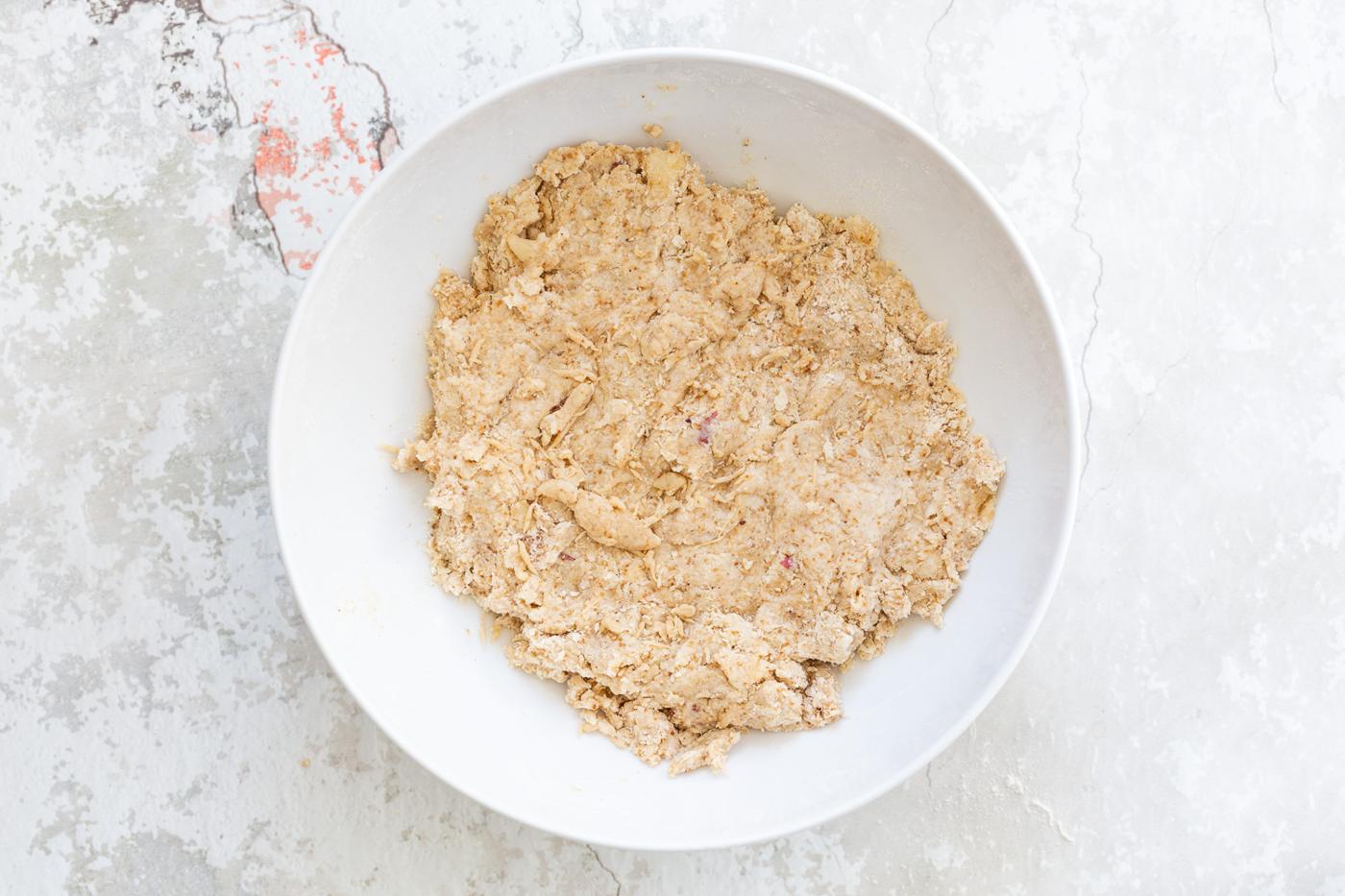 Dough for our Vegan Churro Scones in a whit bowl