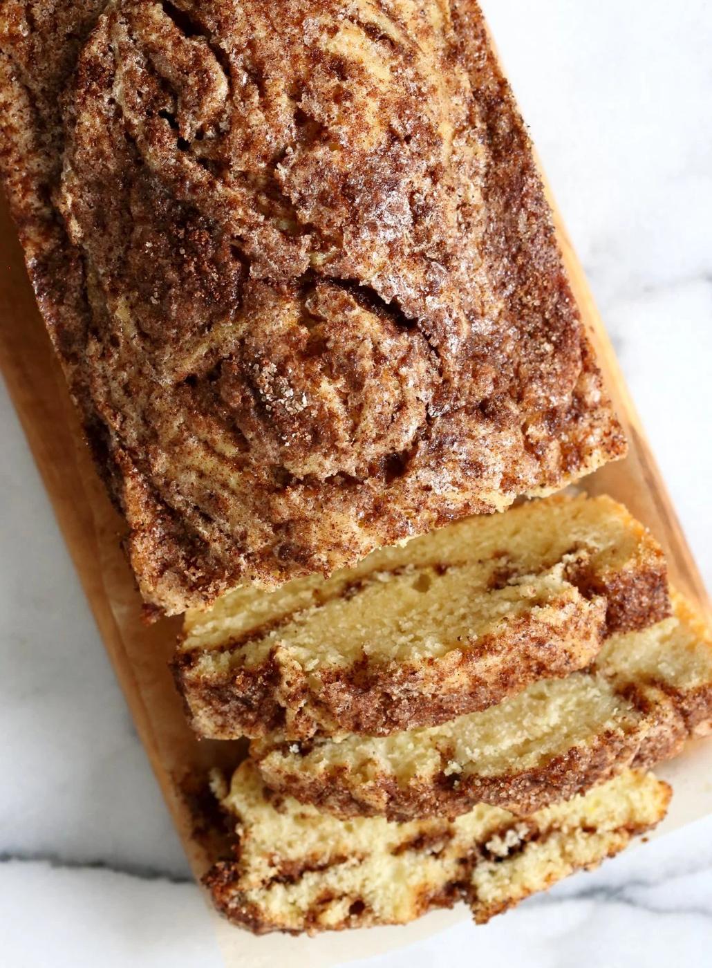 This Vegan Cinnamon Swirl Cake is super Easy and Quick. A simple yellow cake, swirled with cinnamon sugar makes for a delightful treat. Add some nuts into the swirl for variation #Vegan #Nutfree #Soyfree #Dessert #Recipe #veganricha | VeganRicha.com