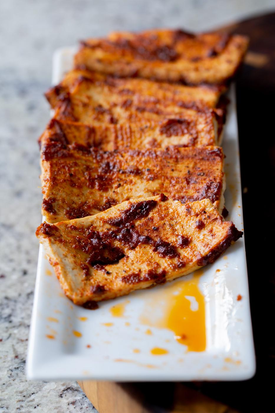 tofu deli slices after baking