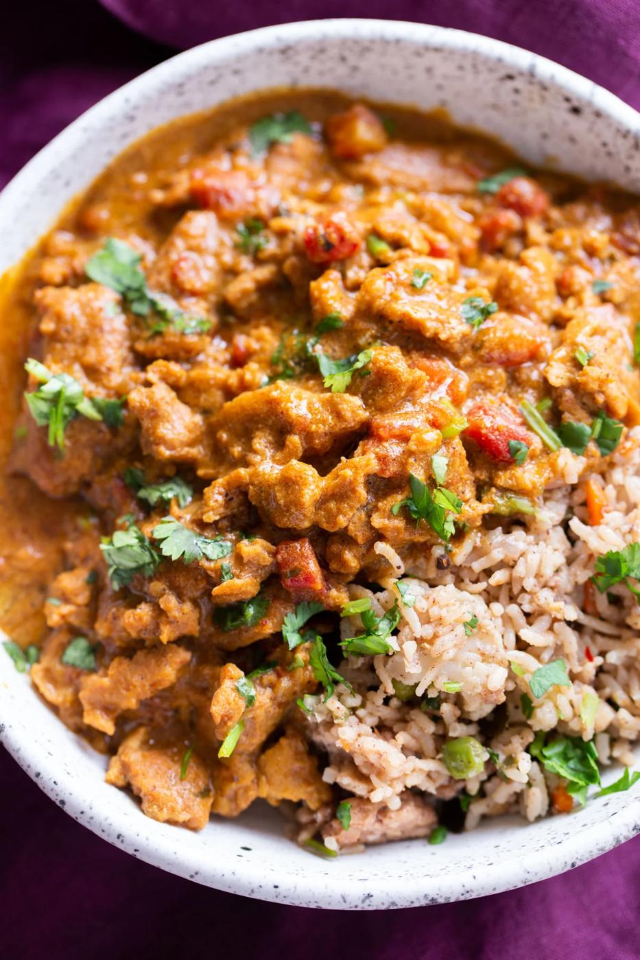 Vegan Instant Pot Coconut “Chicken” Curry with Soy curls