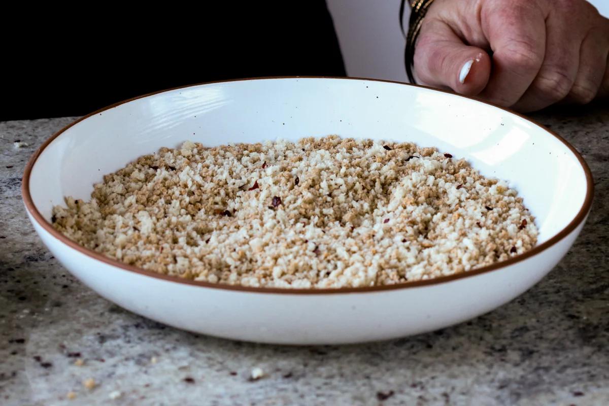 seasoned panko breadcrumbs in a bowl