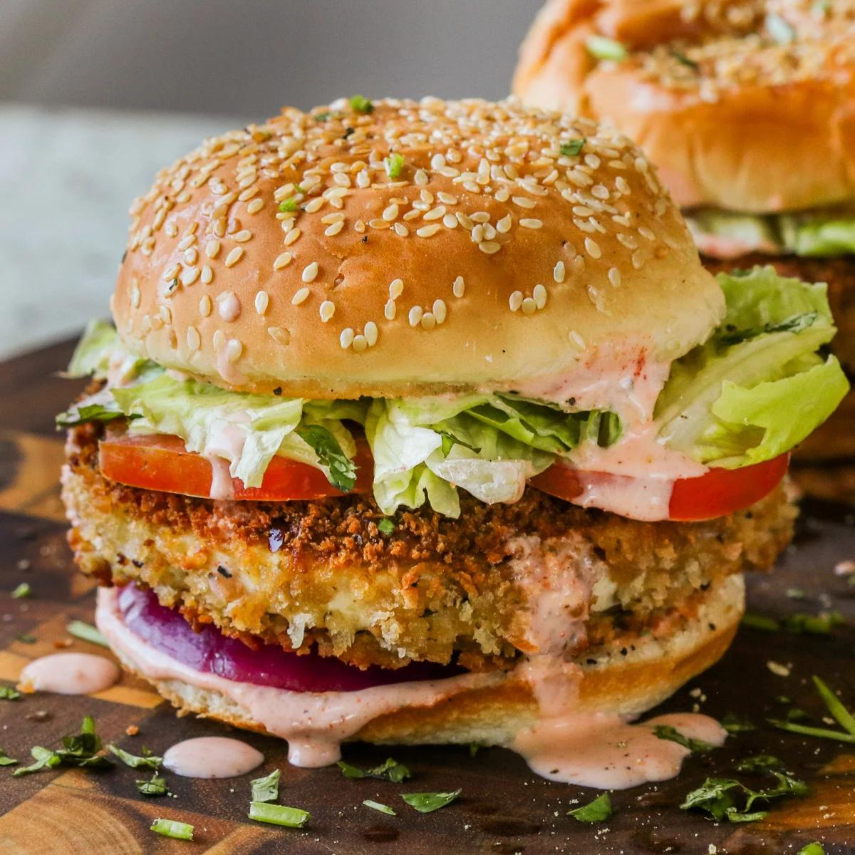 Vegan Crispy Chicken Sandwich (nut-free with gf and sf options)