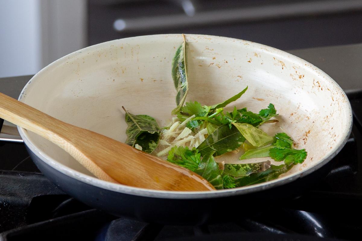 making the tempering in a small pan