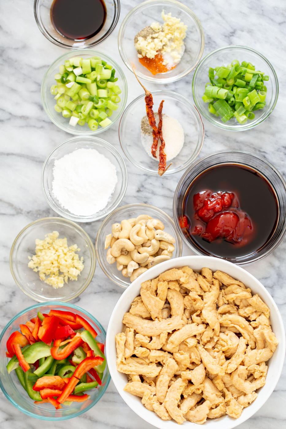 ingredients for making vegan dragon chicken soycurls