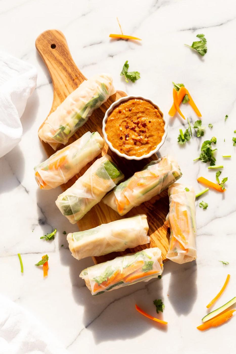 Vegan Fresh Spring Rolls with Peanut Sauce