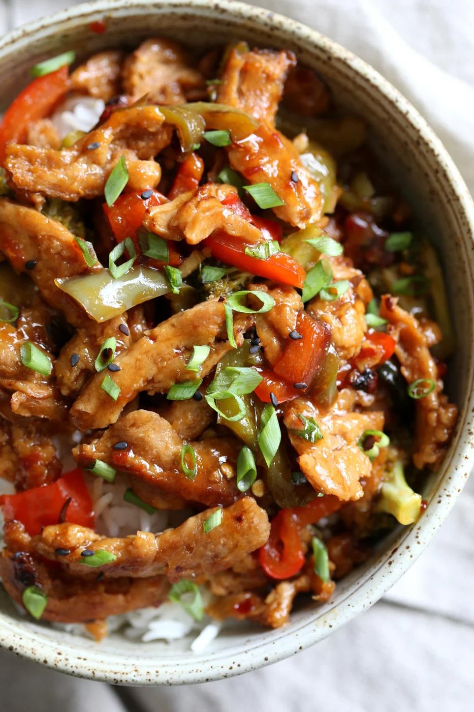 Vegan General Tso’s Soy Curls