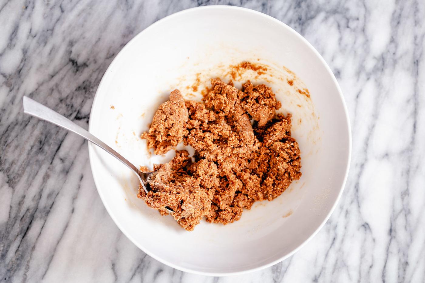 glutenfree gingerbread cookie mix in a small white bowl