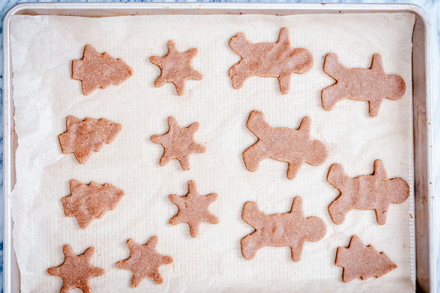 a cookie tray with vegan gingerbread cookies