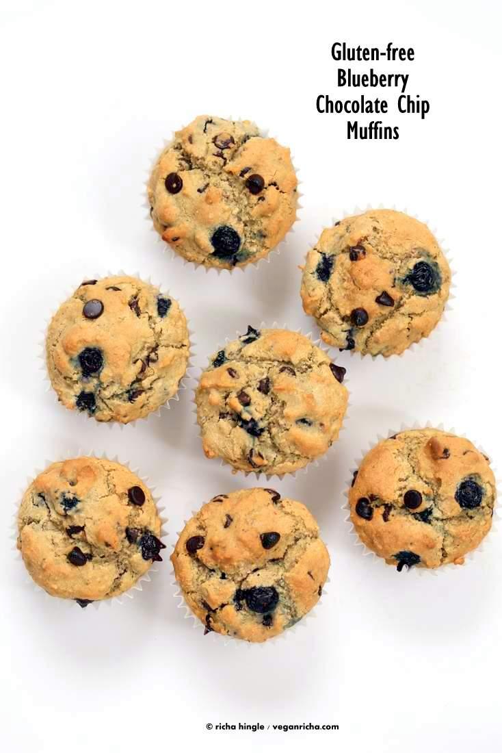 Vegan Gluten free Blueberry Chocolate Chip Muffins