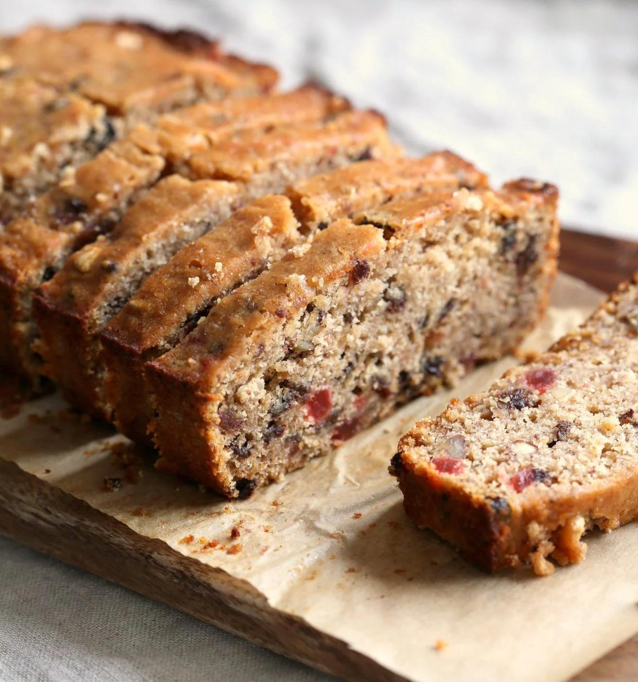 Vegan Gluten free Christmas Cake Fruit Cake full of nuts, dried fruits, candied ginger. Soft, Flavorful and great for gifting. Vegan Soyfree Recipe. #veganricha #vegan #glutenfree | VeganRicha.com
