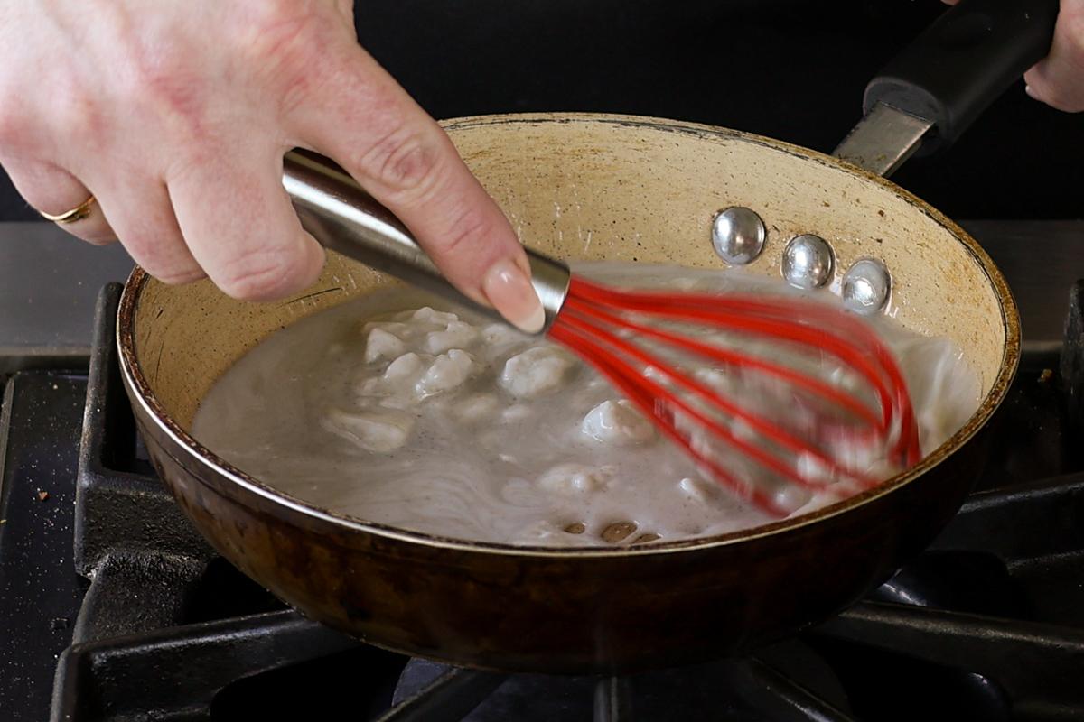 melting coconut cream in the pan