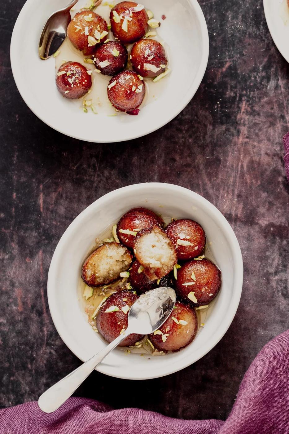 vegan gulab jamuns made from a dry mix
