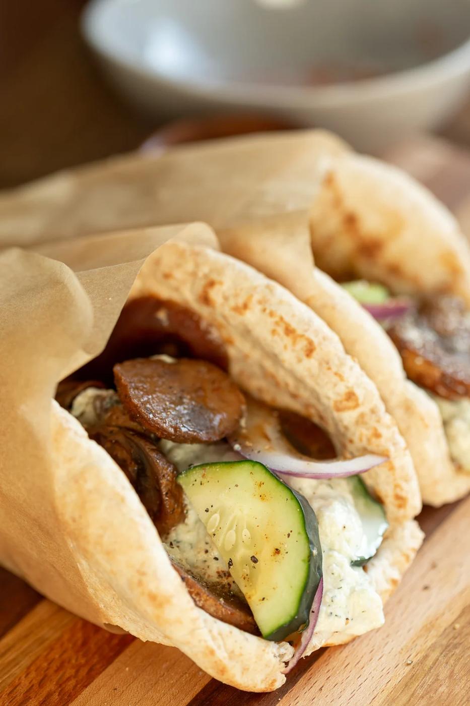 Vegan Gyros with Mushrooms and Tzatziki