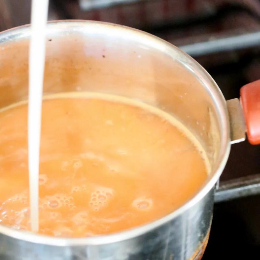 Vegan Indian Masala Chai. Fabulous almond milk tea with fresh ginger and homemade chai spice blend with cardamom, cinnamon, pepper. Flavorful traditional Indian Chai made vegan