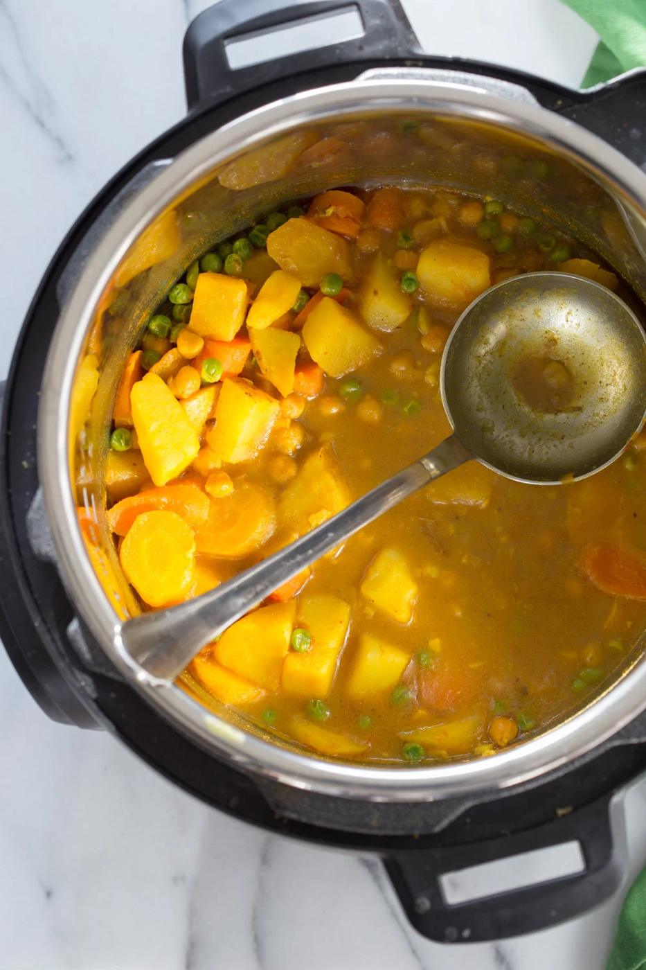 Vegan Japanese Curry made in Instant Pot Pressure cooker. Flavorful, Comforting, Vegetable Rich Curry for Weekday Dinner. Saucepan Option. #Vegan, #veganricha #glutenfree, #nutfree #Recipe. Can be #soyfree | VeganRicha.com