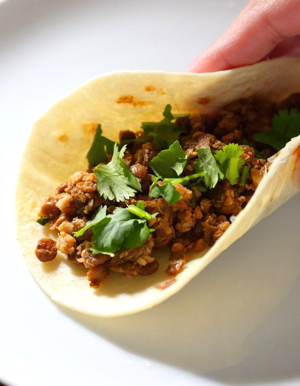 Vegan Keema Lentil Taco #vegantaco #veganricha #keemalentils | VeganRicha.com