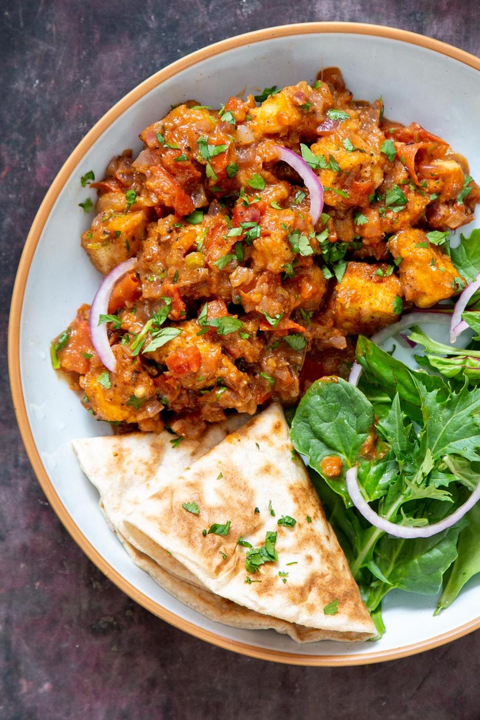 Khada Masala Murg Curry with Baked Tofu