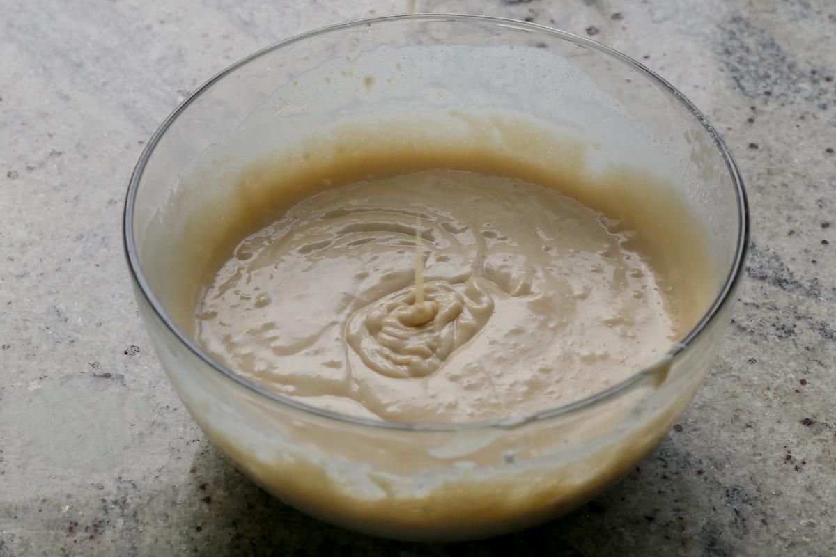 cake batter in the bowl, after mixing