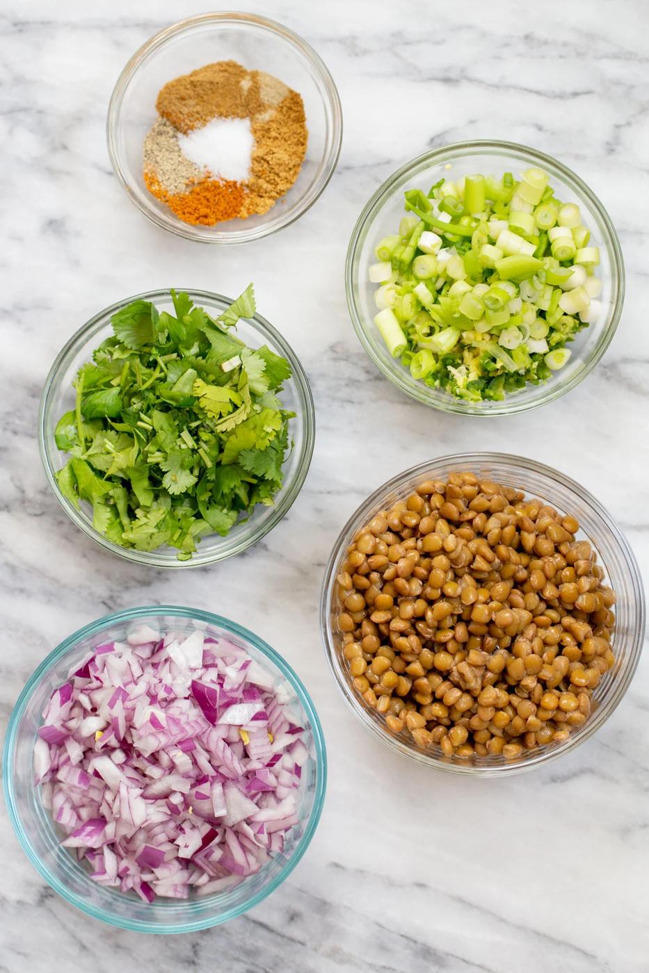 ingredients needed for making vegan lentil pie