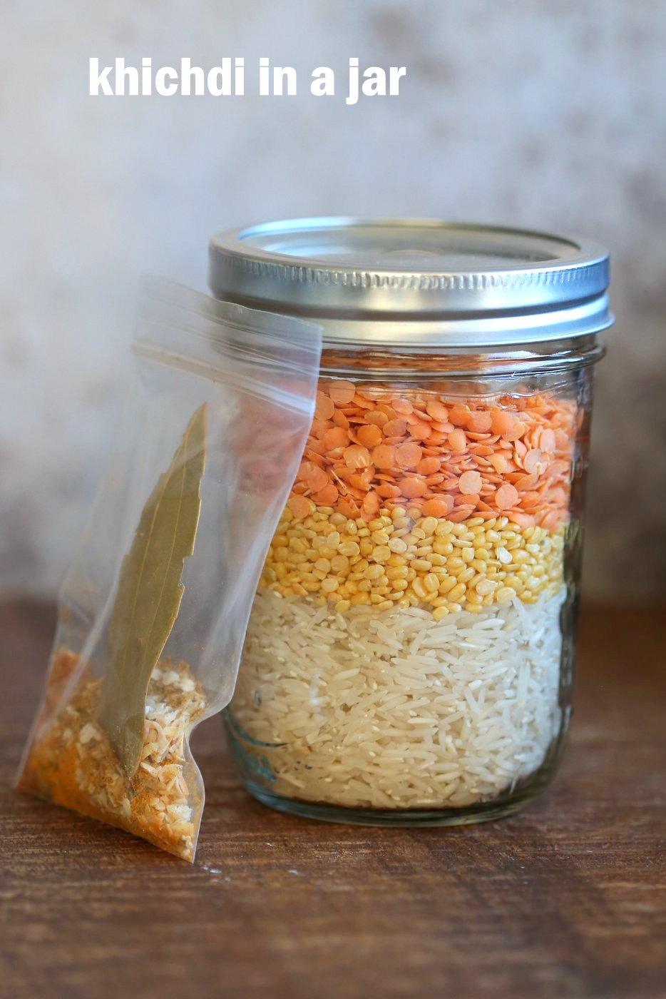 Khichdi in a Jar - Mixed Vegetable Kitchari Mix for Instant Pot or Saucepan. Easy Lentil Rice Soup with Veggies. Gift the jar full of lentils,, rice and spices. Empty into a pot with veggies of choice. Easy Weekday Dinner. Vegan Gluten-free Soy-free Nut-free Recipe. #vegan #veganricha