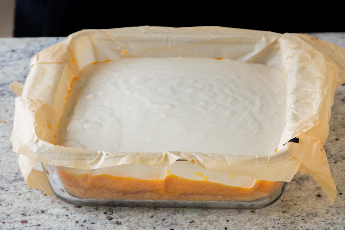 cream mixture, spread out evenly