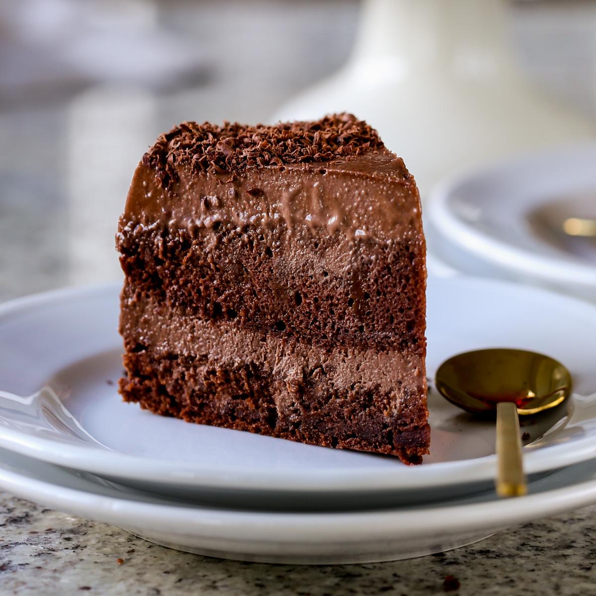 Vegan Mocha Cake with Chocolate Mousse (Gluten-free option)