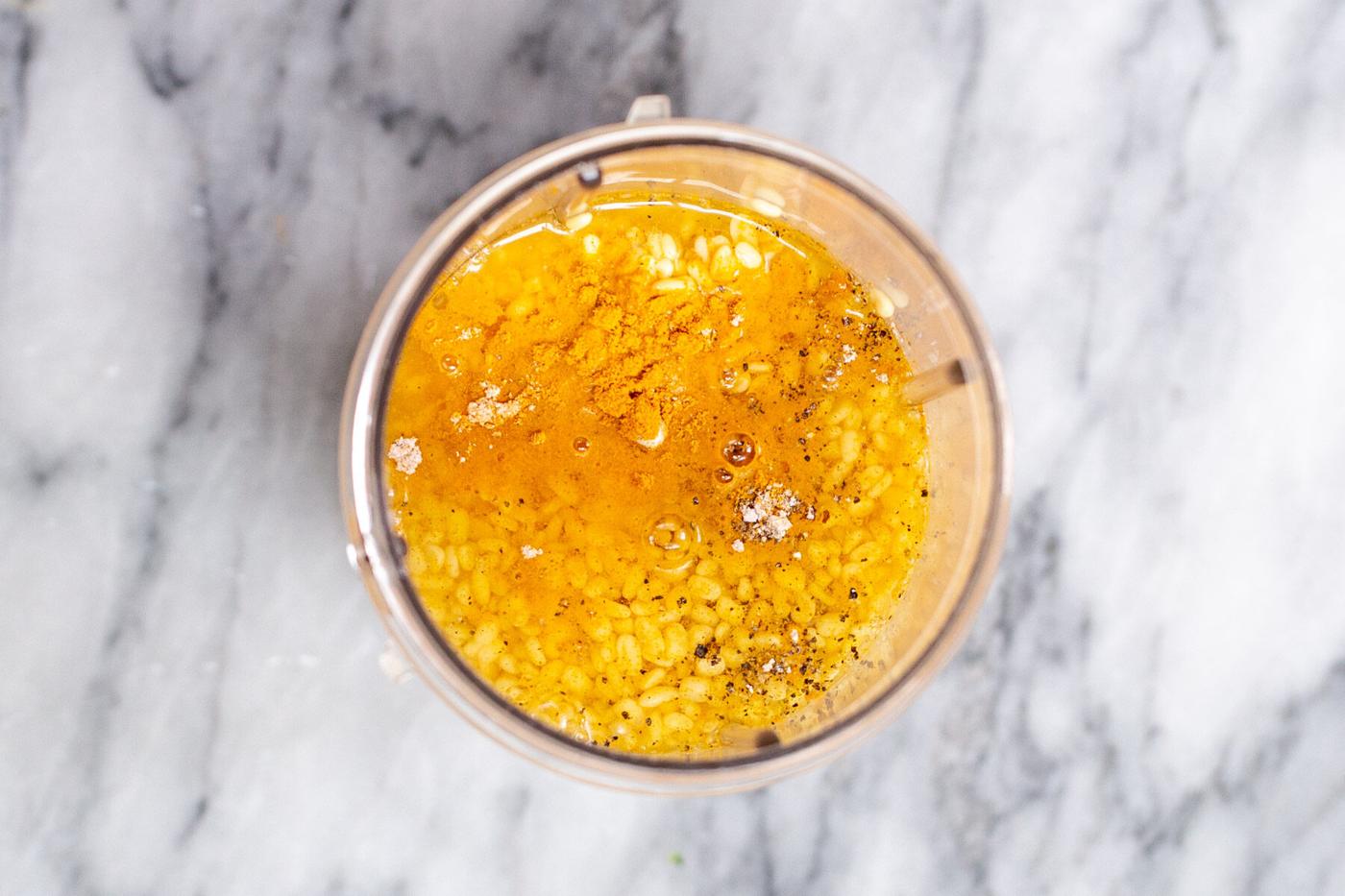 moong daal in a blender with water and spices