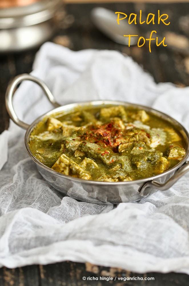 Vegan Palak Tofu Paneer - Tofu in Spinach curry