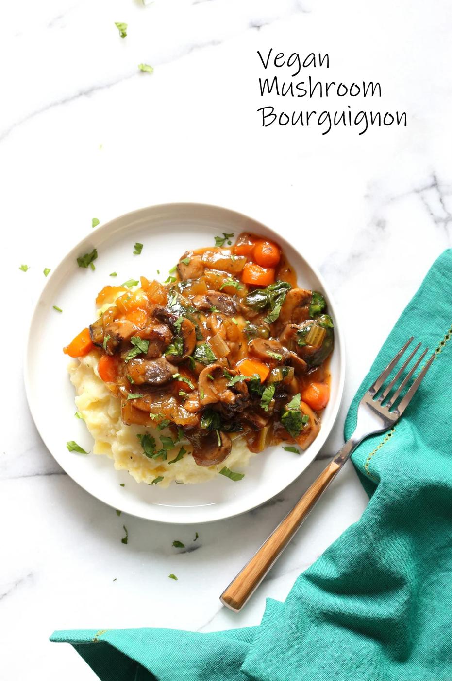 Vegan Mushroom Bourguignon With Potato Cauliflower Mash – Instant Pot