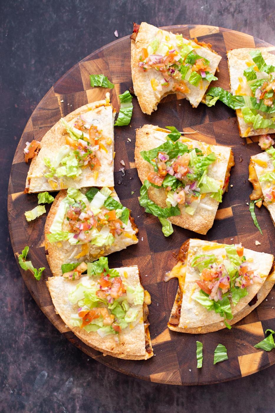 Vegan Mushroom Pepper Tostadillas – Tostadas meet Quesadilla