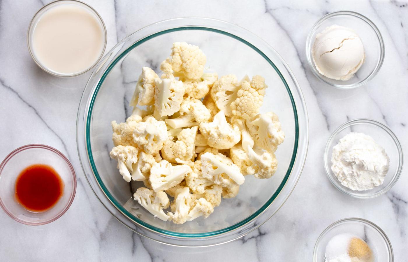 Ingredients for our Vegan Nashville Hot Cauliflower Wings