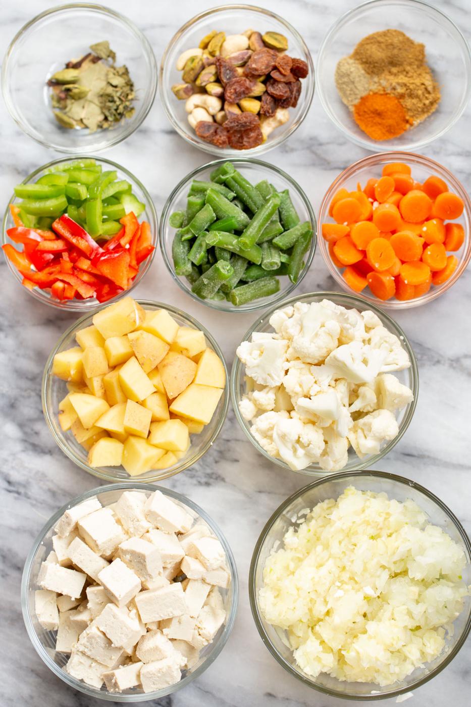 ingredients on a marble countertop
