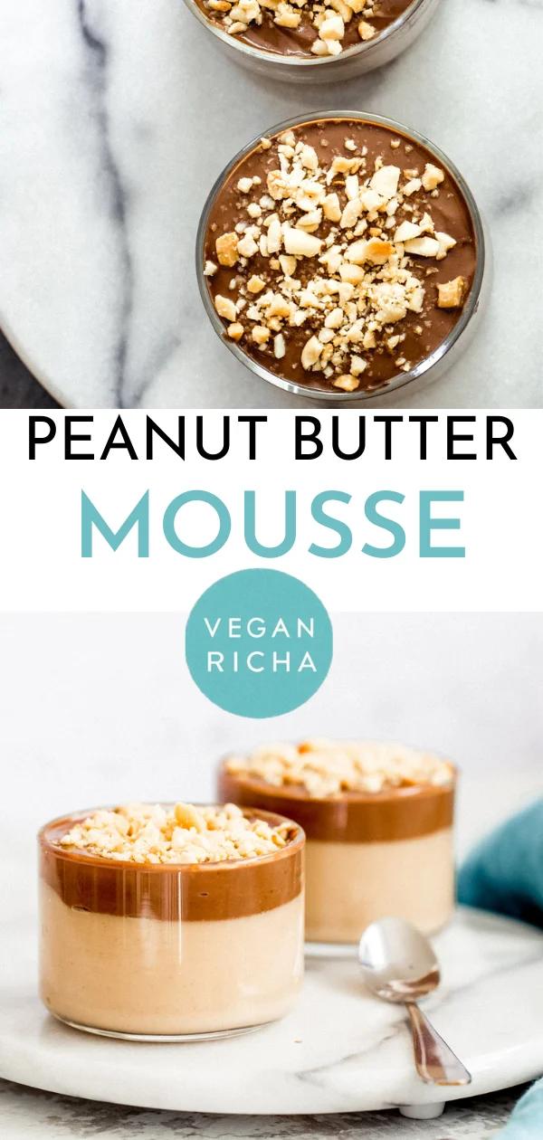Vegan Peanut butter mousse in glass ramekins