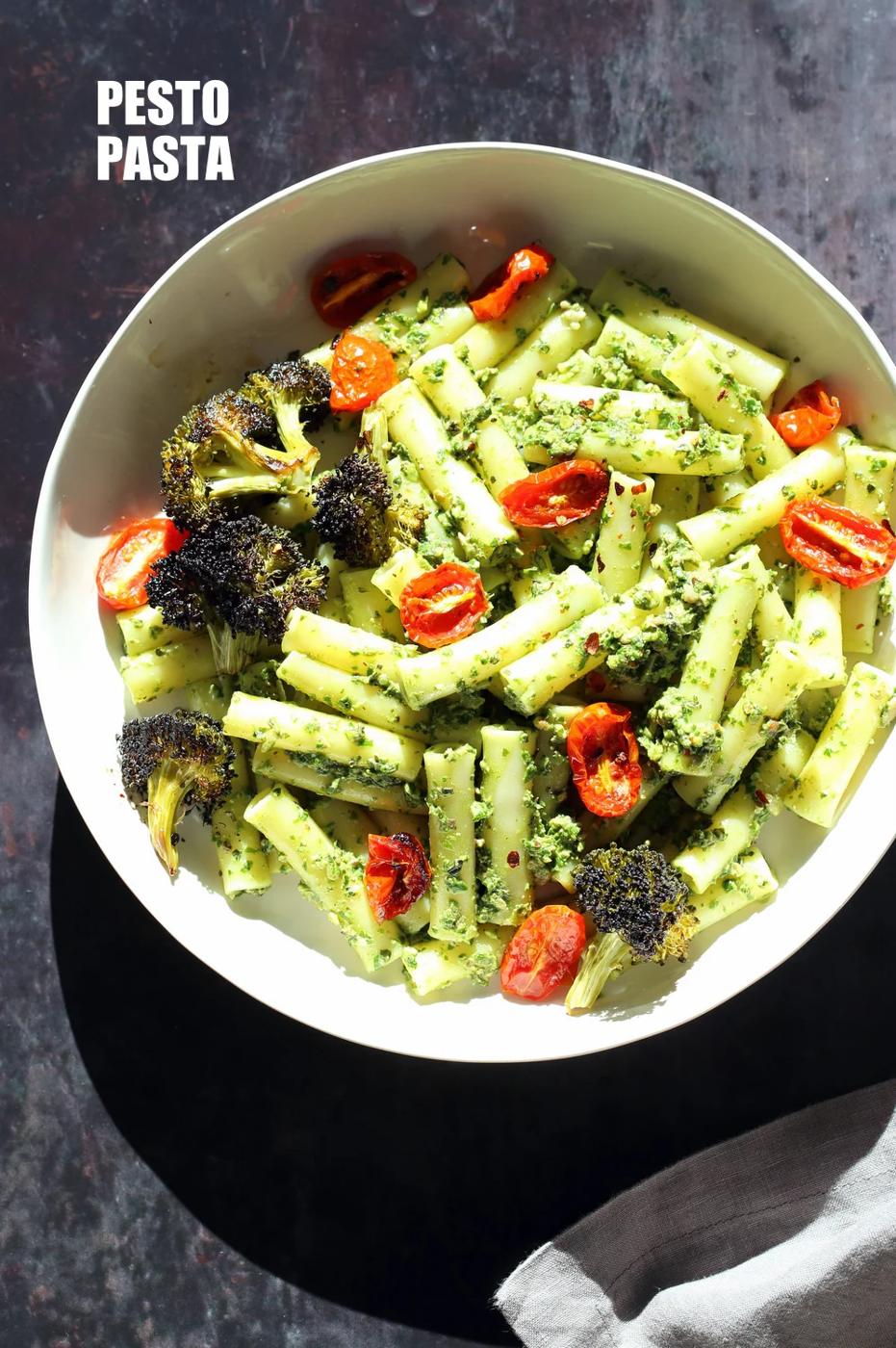 Vegan Pesto Pasta with Charred Broccoli