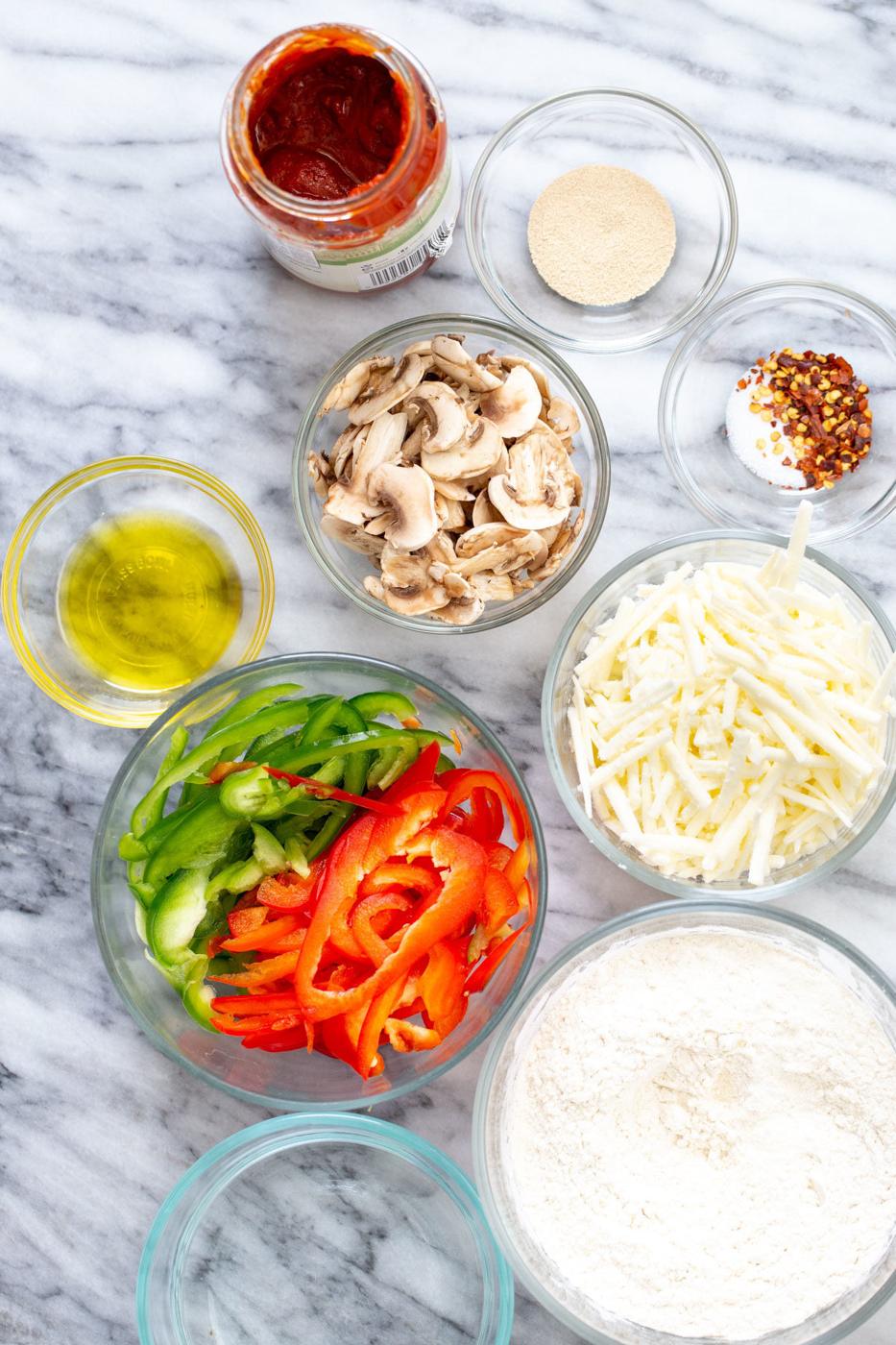 ingredients needed for making vegan pizza waffles