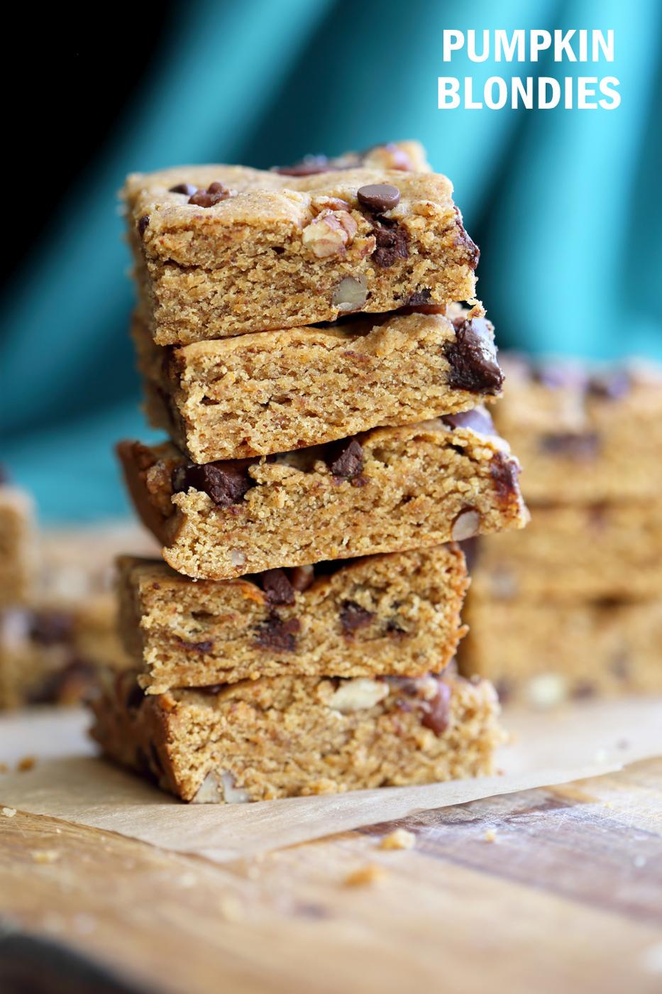 Vegan Pumpkin Blondies – No Added Oil