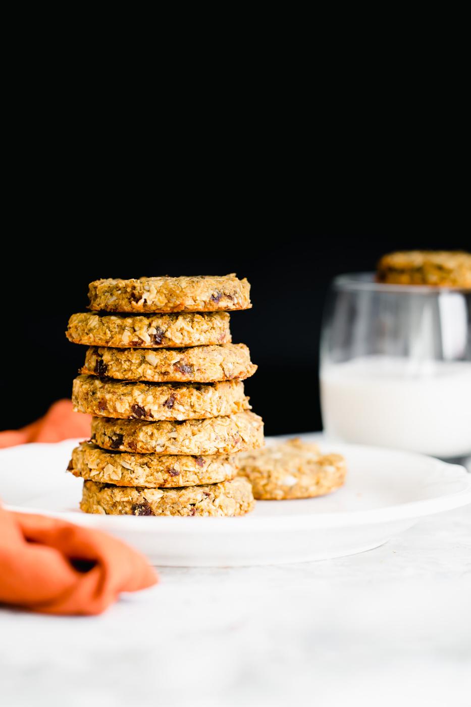 a stack of healthy pumpkin breakfast cookies