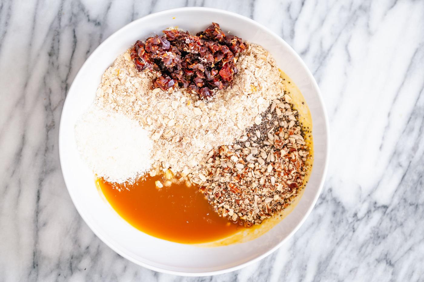 pumpkin breakfast cookies ingredients in a bowl
