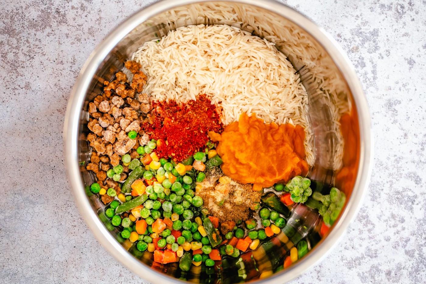 ingredients for making Pumpkin fried rice in an Instant Pot