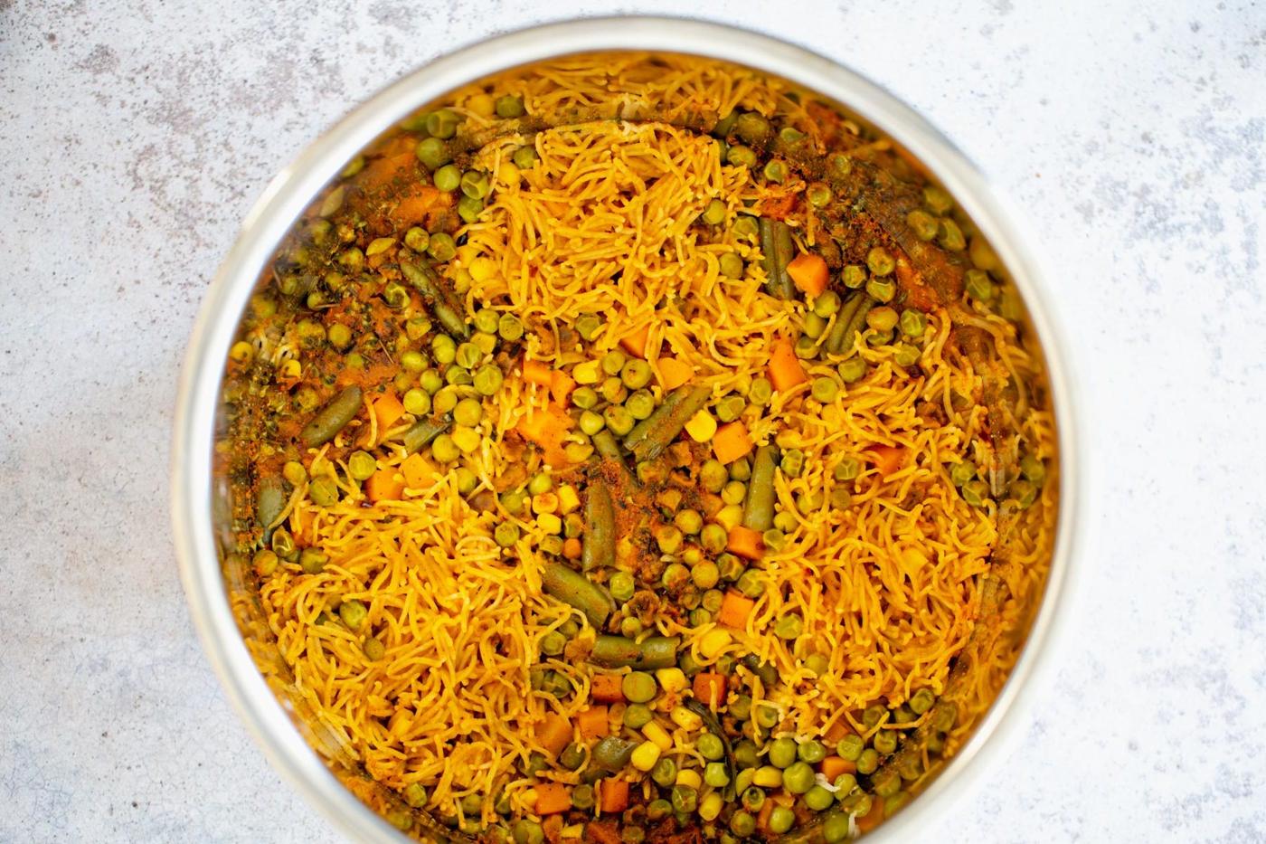 cooked instant pot fried rice after releasing pressure
