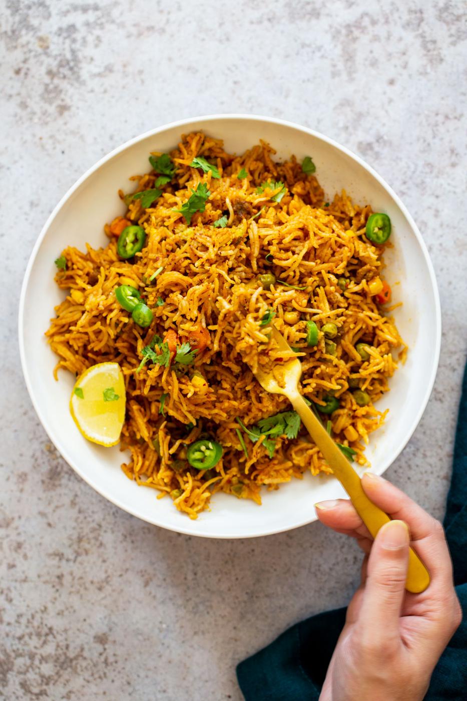 Vegan Pumpkin Chipotle Fried Rice (Instant Pot)