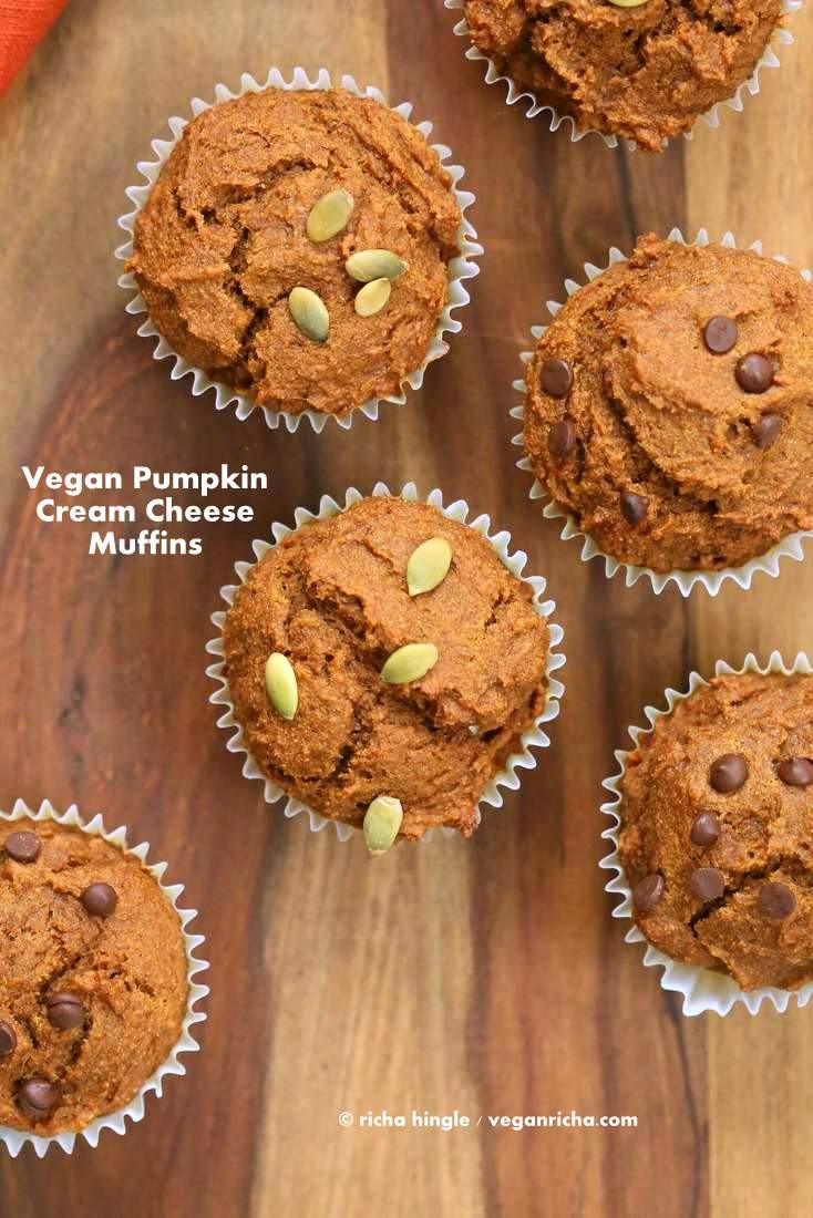 One Bowl Vegan Pumpkin Cream Cheese Muffins
