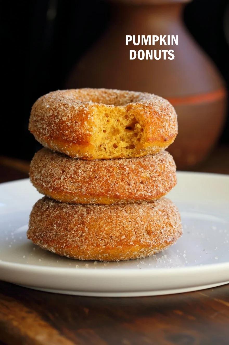 Vegan Pumpkin Donuts with Cinnamon Sugar