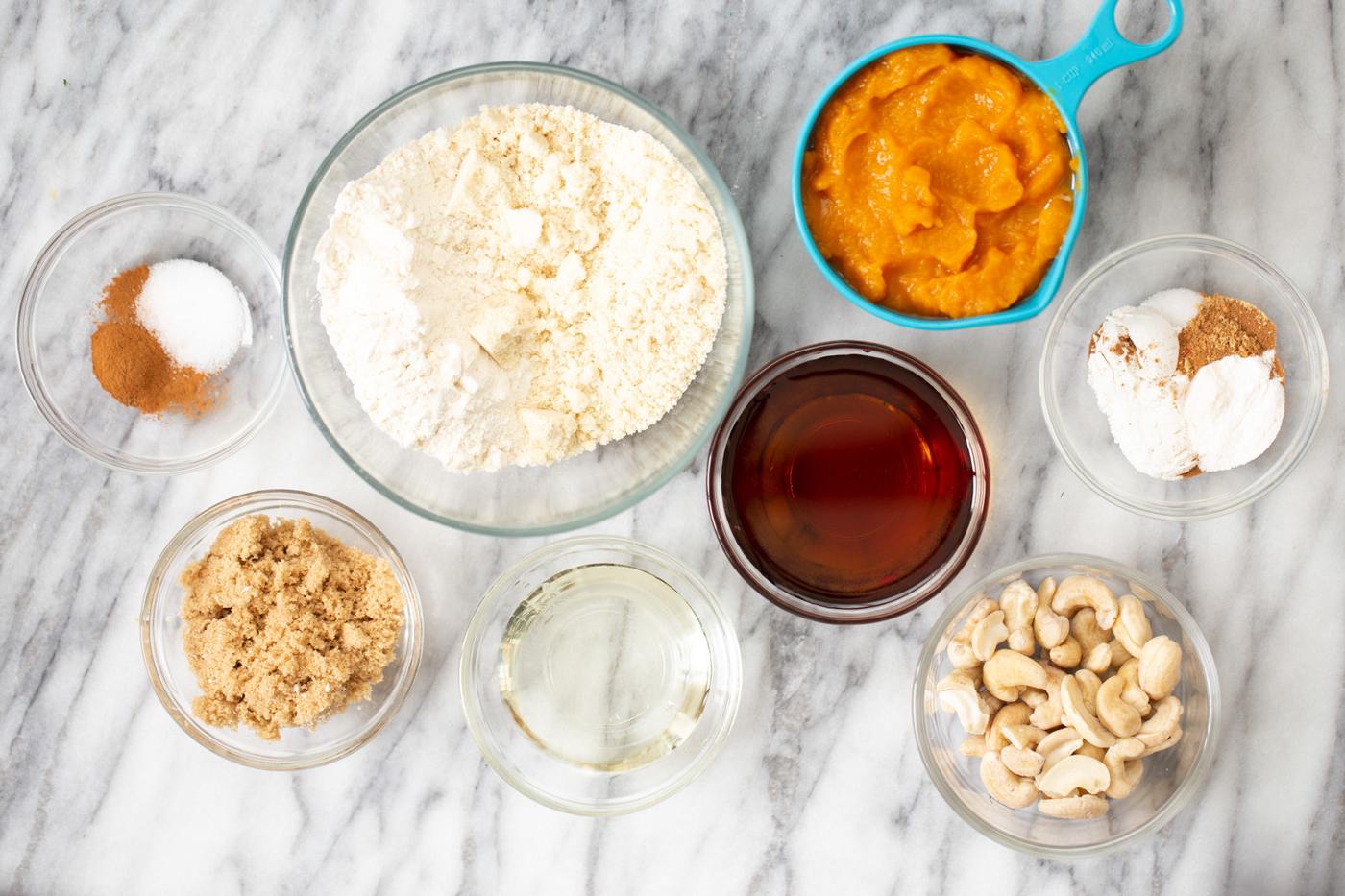 ingredients used for making vegan pumpkin pie bars