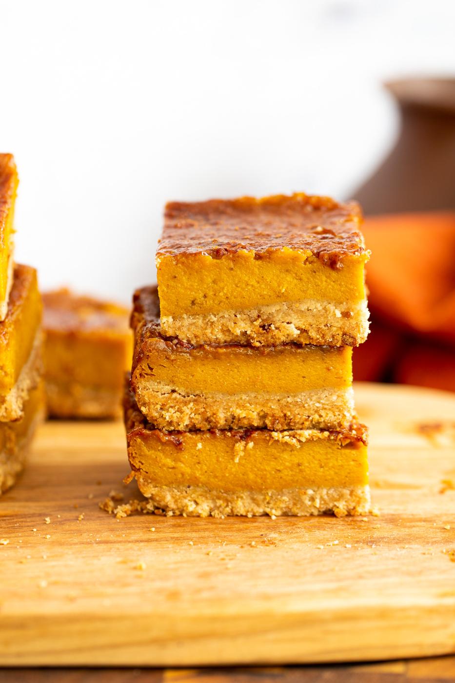stacked vegan pumpkin pie bars