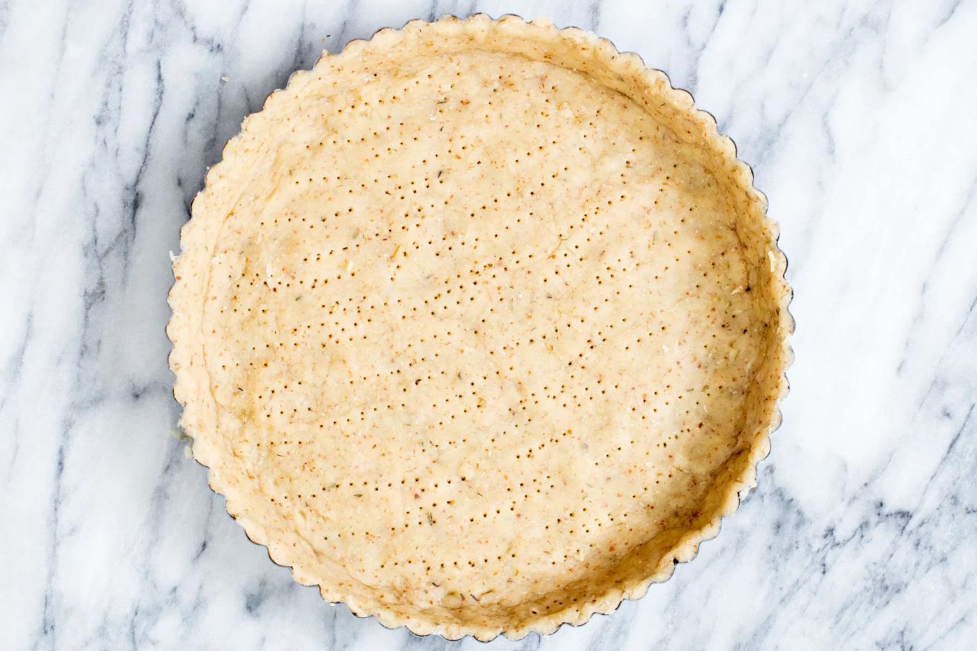 vegan shortcrust pastry in a pie pan