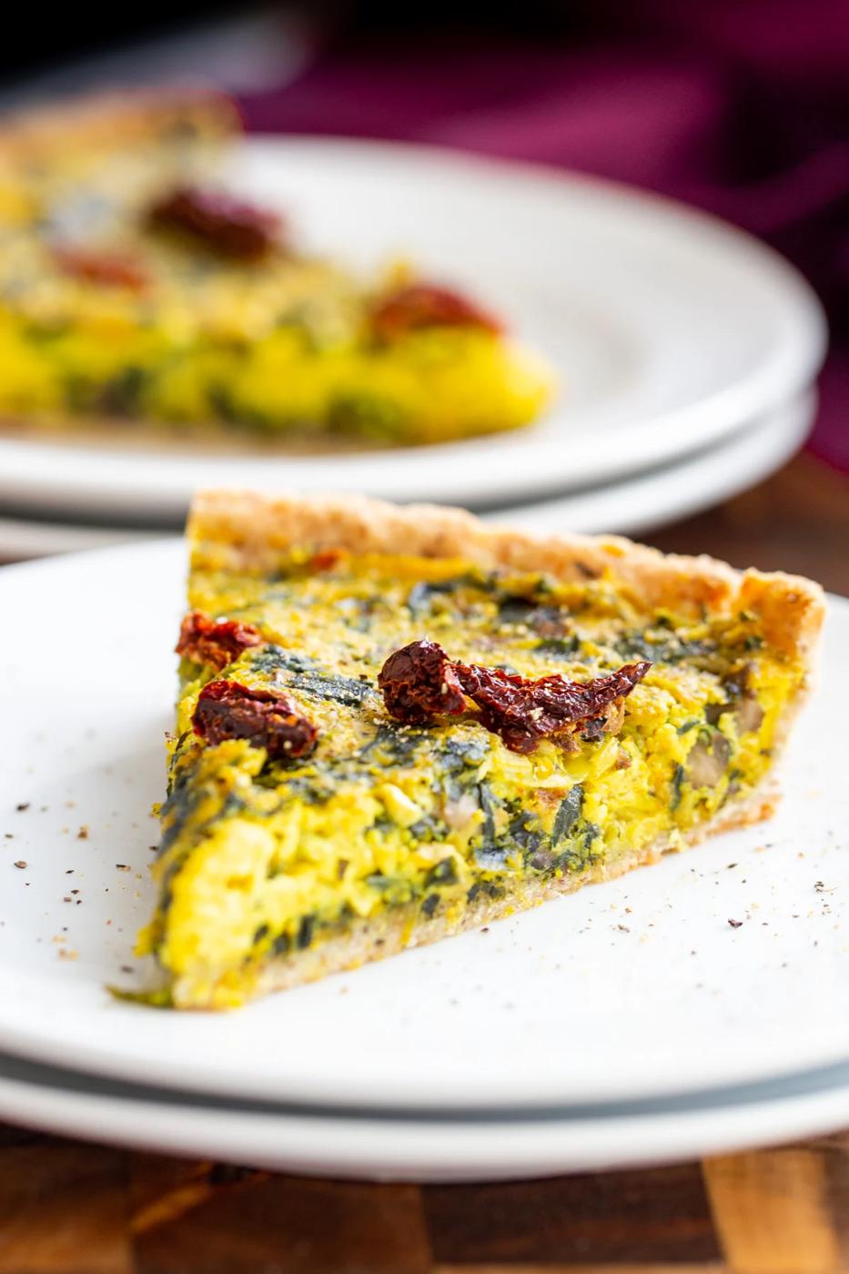 Vegan Quiche with Mushrooms, Spinach & Leeks
