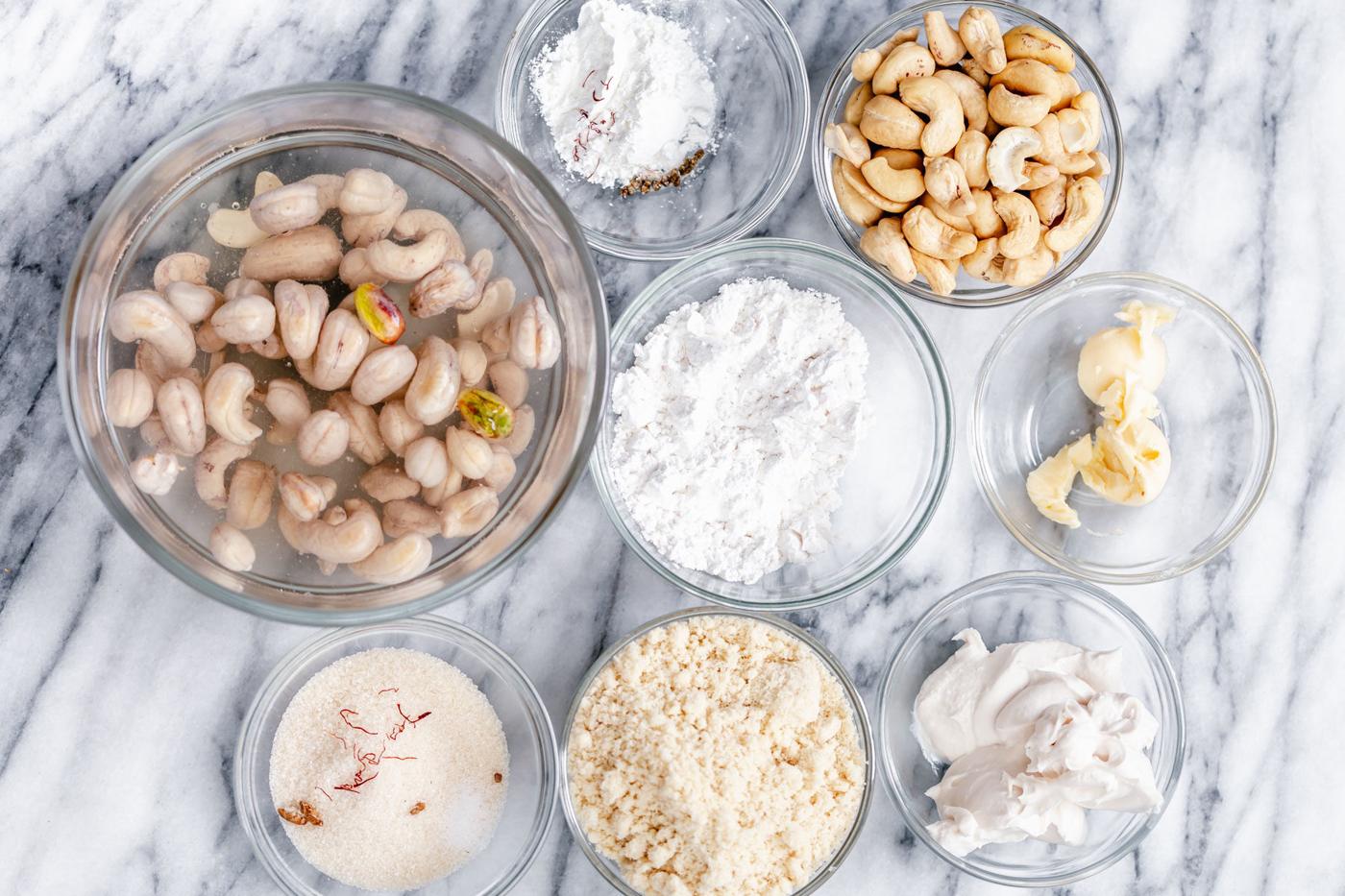 ingredients needed for making vegan rasmalai