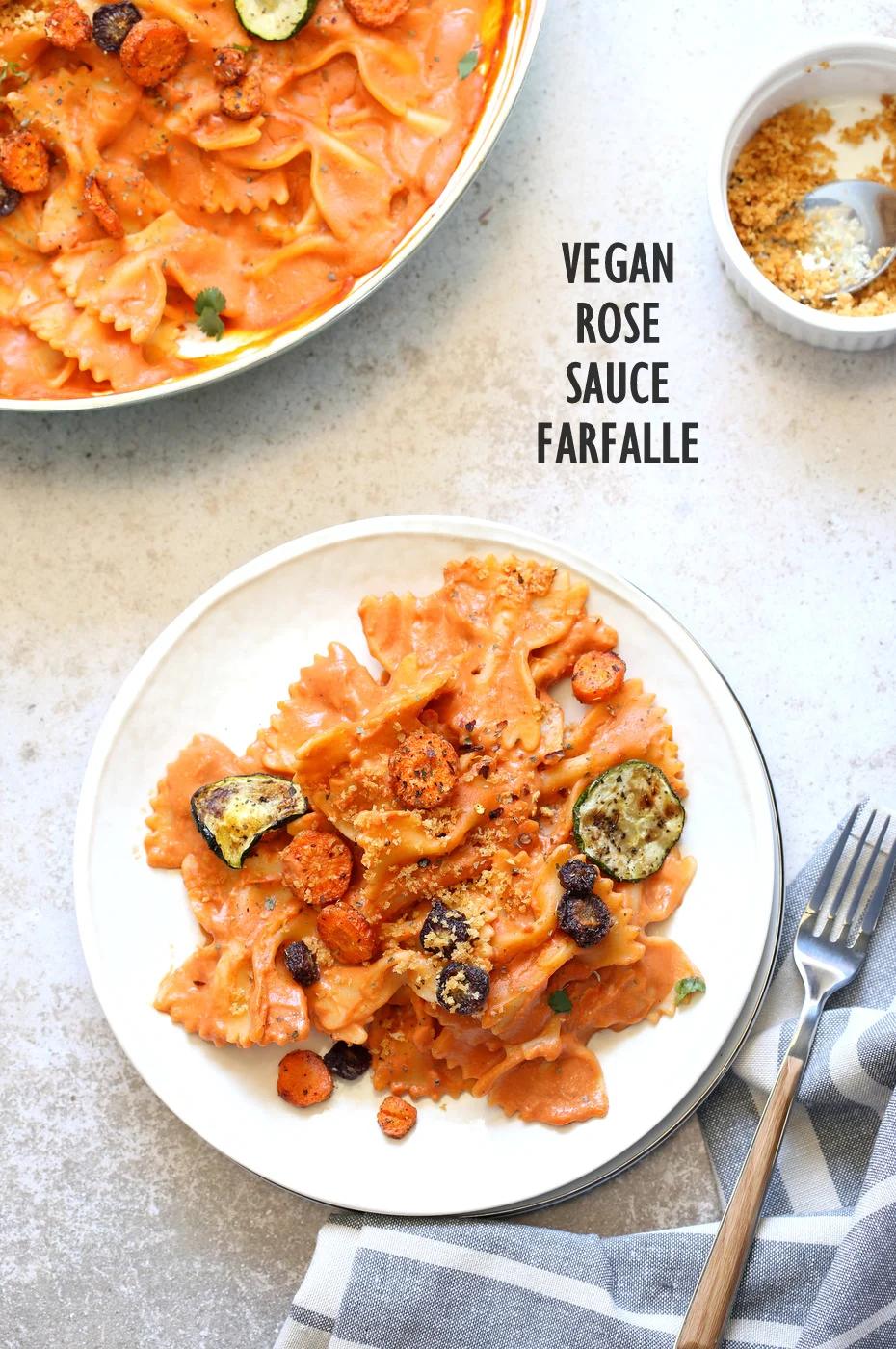 Vegan Rose Sauce Farfalle Pasta with Roasted Veggies