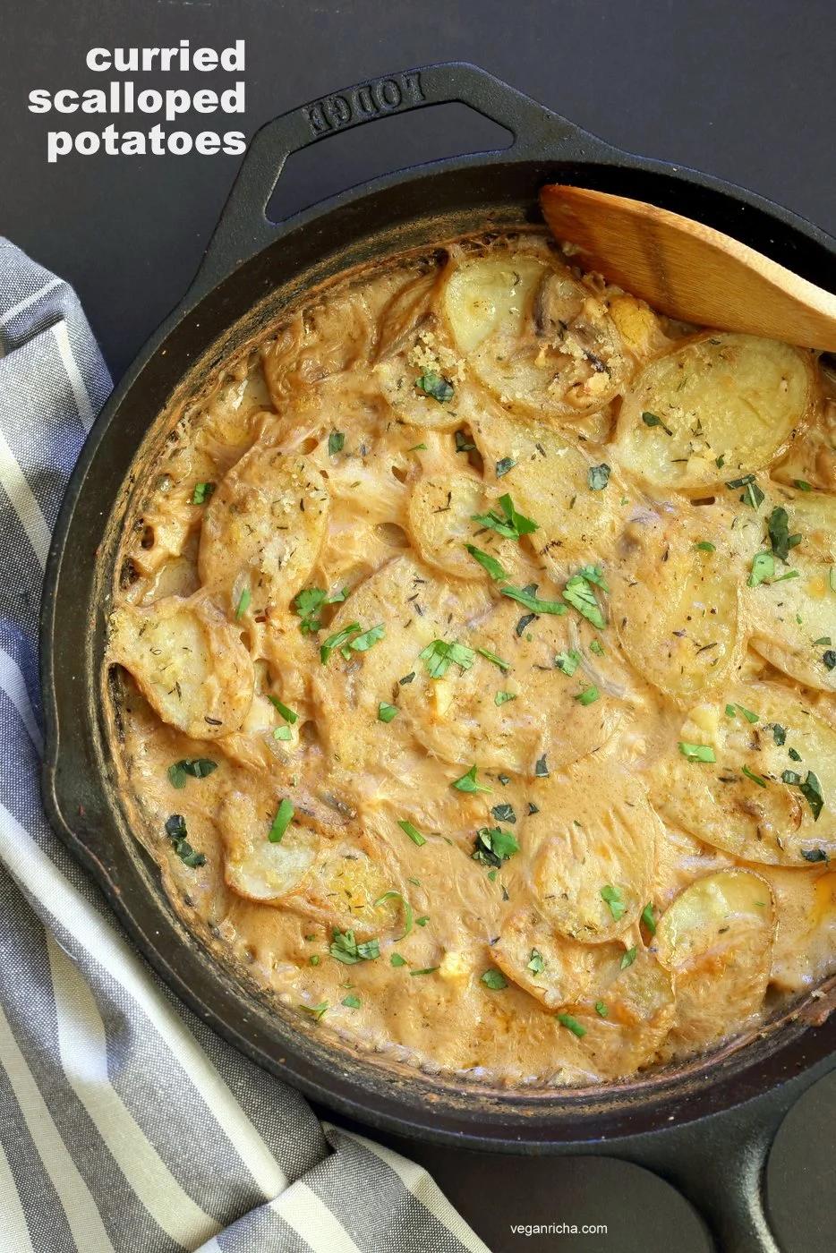 Vegan Scalloped Potatoes and Cauliflower with Jamaican Curry Spices
